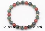 CGB8122 8mm ruby zoisite, red agate & hematite power beads bracelet