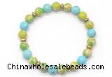 CGB8126 8mm blue sea sediment jasper, blue howlite & hematite power beads bracelet