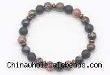 CGB8132 8mm rhodonite, black lava & hematite power beads bracelet