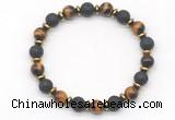 CGB8135 8mm yellow tiger eye, black lava & hematite power beads bracelet