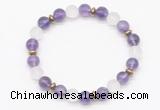 CGB8143 8mm amethyst, matte white crystal & hematite power beads bracelet