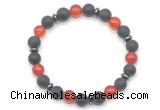 CGB8148 8mm matte black agate, red agate & hematite power beads bracelet