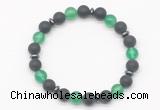 CGB8149 8mm matte black agate, green agate & hematite power beads bracelet