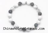 CGB8152 8mm white howlite, matte black labradorite & hematite power beads bracelet