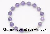 CGB8197 8mm amethyst & white lava beaded stretchy bracelets