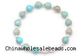 CGB8202 8mm blue sea sediment jasper & white lava beaded stretchy bracelets