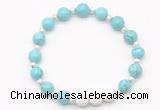 CGB8203 8mm blue howlite & white lava beaded stretchy bracelets