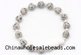 CGB8209 8mm matte dalmatian jasper & white lava beaded stretchy bracelets