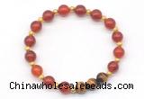 CGB8220 8mm red agate & yellow tiger eye beaded stretchy bracelets