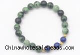 CGB8223 8mm ruby zoisite & lapis lazuli beaded stretchy bracelets