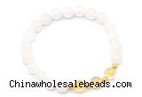 CGB8224 8mm white jade & citrine beaded stretchy bracelets