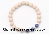 CGB8233 8mm white fossil jasper & lapis lazuli beaded stretchy bracelets