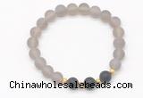 CGB8243 8mm matte grey agate & matte black agate beaded stretchy bracelets