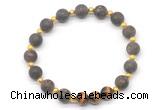 CGB8245 8mm matte bronzite & yellow tiger eye beaded stretchy bracelets