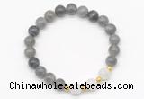 CGB8253 8mm labradorite & white moonstone beaded stretchy bracelets