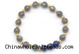 CGB8254 8mm gradr AA labradorite & lapis lazuli beaded stretchy bracelets