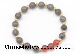 CGB8256 8mm rainbow labradorite & red agate beaded stretchy bracelets