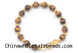 CGB8258 8mm grade AA yellow tiger eye & citrine beaded stretchy bracelets