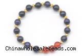 CGB8259 8mm purple yellow tiger eye & red agate beaded stretchy bracelets