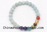 CGB8305 8mm matte amazonite 7 chakra beaded mala stretchy bracelets