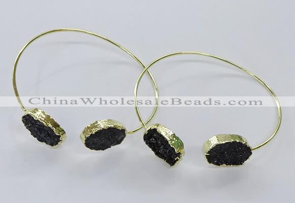 CGB831 13*18mm - 15*20mm oval druzy agate gemstone bangles