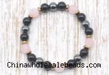 CGB8321 8mm matte rose quartz, black onyx & hematite energy bracelet