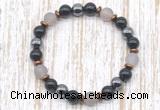 CGB8323 8mm matte grey agate, black onyx & hematite energy bracelet