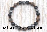 CGB8327 8mm matte bronzite, black onyx & hematite energy bracelet