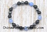 CGB8345 8mm blue banded agate, black onyx & hematite energy bracelet