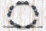 CGB8351 8mm Tibetan agate, black onyx & hematite energy bracelet