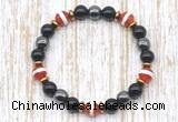 CGB8352 8mm Tibetan agate, black onyx & hematite energy bracelet