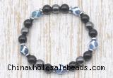 CGB8354 8mm Tibetan agate, black onyx & hematite energy bracelet