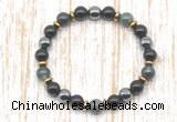 CGB8355 8mm moss agate, black onyx & hematite energy bracelet