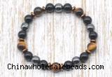 CGB8361 8mm yellow tiger eye, black onyx & hematite energy bracelet