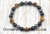 CGB8362 8mm grade AA yellow tiger eye, black onyx & hematite energy bracelet