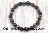 CGB8363 8mm red tiger eye, black onyx & hematite energy bracelet