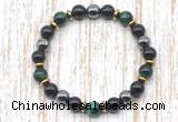 CGB8367 8mm green tiger eye, black onyx & hematite energy bracelet