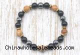 CGB8372 8mm picture jasper, black onyx & hematite energy bracelet