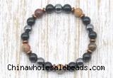 CGB8373 8mm picasso jasper, black onyx & hematite energy bracelet