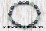 CGB8384 8mm green aventurine, black onyx & hematite energy bracelet