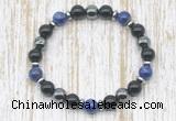 CGB8387 8mm lapis lazuli, black onyx & hematite energy bracelet