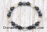 CGB8393 8mm grade A white moonstone, black onyx & hematite energy bracelet