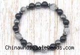 CGB8400 8mm black rutilated quartz, black onyx & hematite energy bracelet