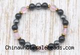 CGB8403 8mm rose quartz, black onyx & hematite energy bracelet