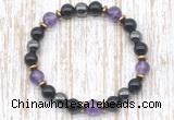 CGB8407 8mm amethyst, black onyx & hematite energy bracelet