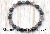 CGB8408 8mm dogtooth amethyst, black onyx & hematite energy bracelet