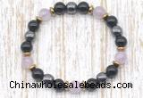 CGB8409 8mm lavender amethyst, black onyx & hematite energy bracelet