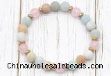 CGB8420 8mm matte amazonite, rose quartz & hematite power beads bracelet