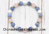 CGB8432 8mm matte lapis lazuli, white howlite, rose quartz & hematite power beads bracelet