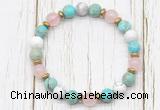 CGB8439 8mm sea sediment jasper, white howlite, rose quartz & hematite power beads bracelet